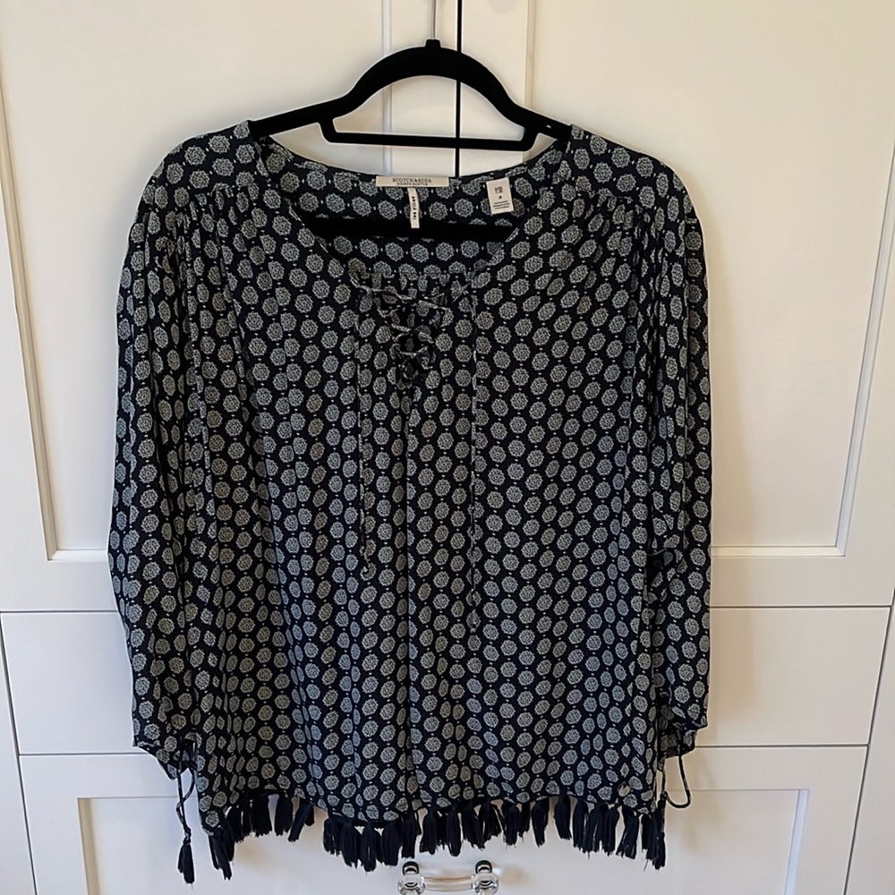 Scotch & Soda Maison Scotch printed top with tassels